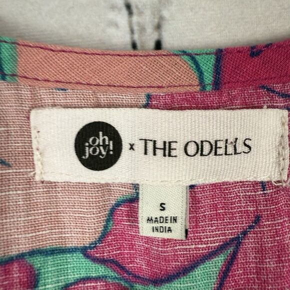 The Odells x Oh Joy Julia Maxi Dress Pink Floral Hibiscus Puff Sleeves Size S - Picture 8 of 12